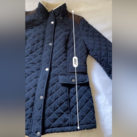 Laundry by Shelli Segal Pretoria Navy Quilted Jacket L Equestrian Winter Coat - Picture 7 of 12